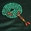 J2021 Vintage green Stone bead Bracelet Tibetan Buddhist Mala 108beads Rosary Bracelet